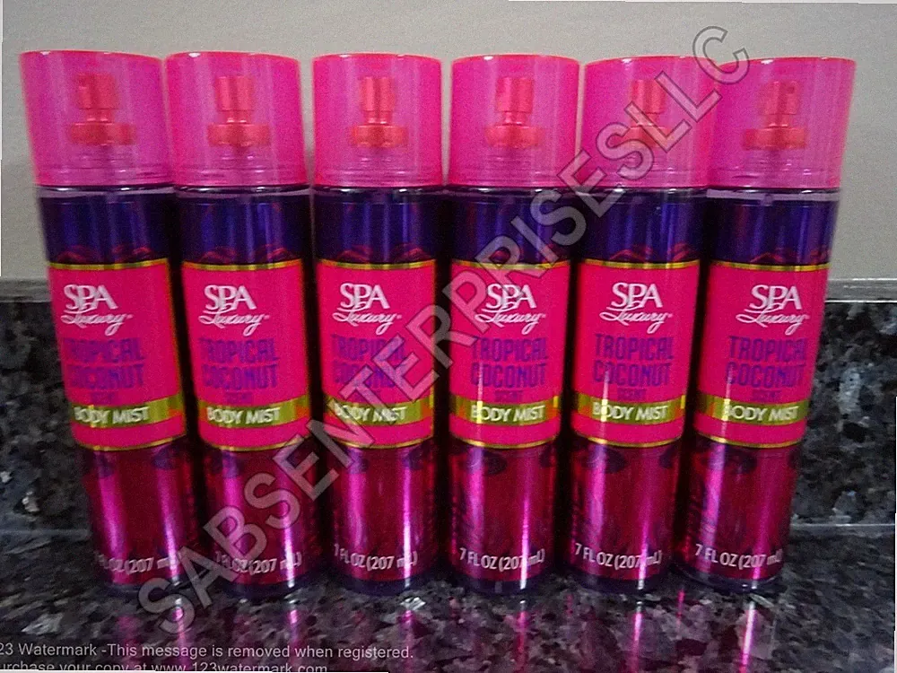6 Spa Luxury TROPICAL COCONUT Scent Body Mist Body Fragrance 7 FL oz. NEW