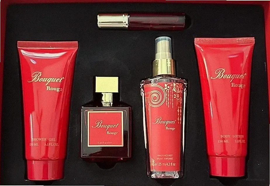Bouquet Rouge Luxury Fragrance Gift Set, 5 Piece Collection with Eau de Parfum