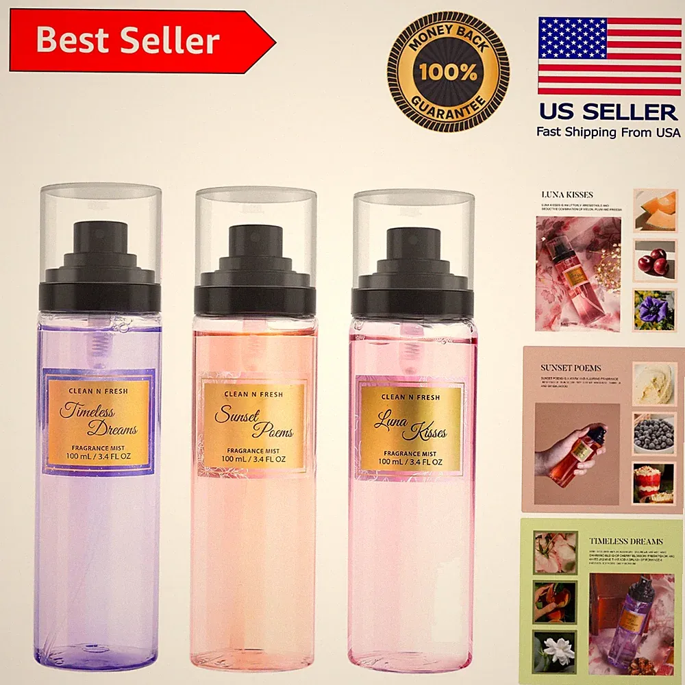 Luxury Body Spray Gift Set: 3 Tropical Mists – 10.2 Oz Total, 3.4 Oz Each