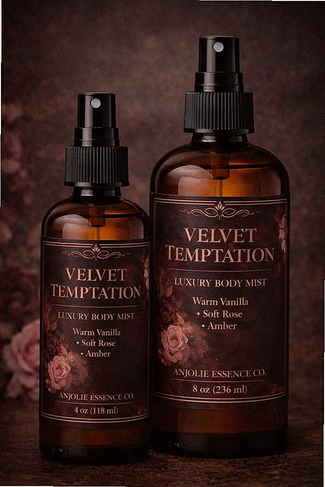 Velvet Temptation Luxury Body Mist Warm Vanilla Rose Amber Spray